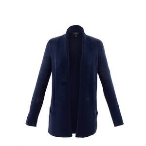 NEW MARBLE women's edge to edge longline long sleeve cardigan in navy
